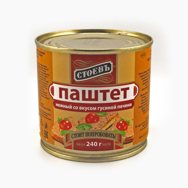 Паштет СТОЕВЪ нежный со вкусом гусиной печени 240 гр ж/б